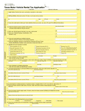 Ap Motor Vehicle Rental Tax Application Texas Comptroller Of