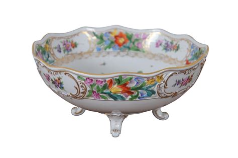 Antique Carl Thieme Dresden Porcelain Footed Reticulated Bowl Compote 11 At 1stdibs Dresden China