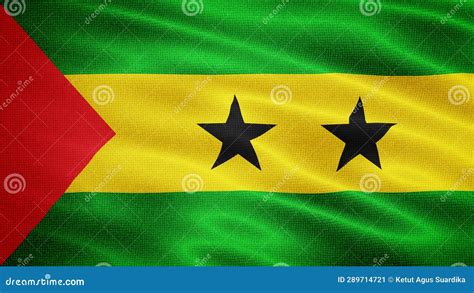 Waving Fabric Texture of São Tomé and Príncipe National Flag Background