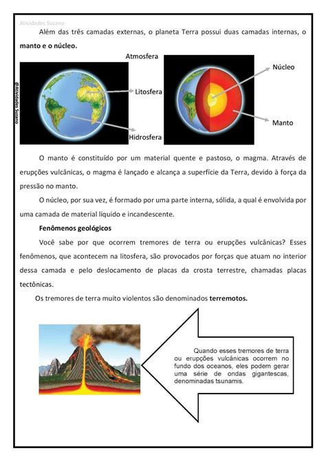 Atividade Sobre As Camadas Da Terra 5 Ano BRAINCP