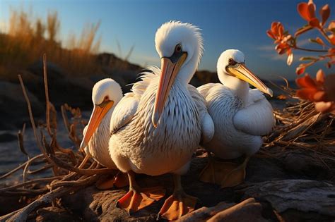 Pelicano E Filhotes Fotorrealistas Maravilhas Da Natureza Em 8k Foto