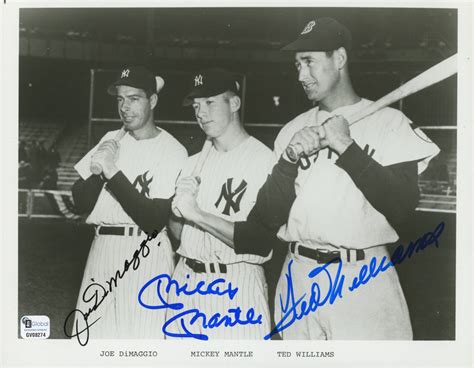 Joe Dimaggio Mickey Mantle Ted Williams Signed X Photo Psa Loa