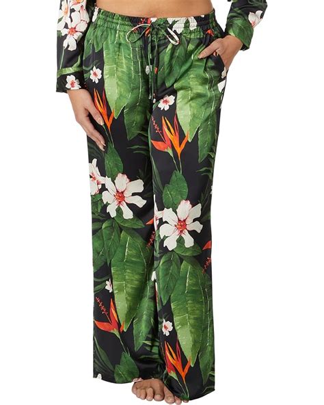 Women S Lauren Ralph Lauren Plus Size Floral Satin Charmeuse Wide Leg Pants