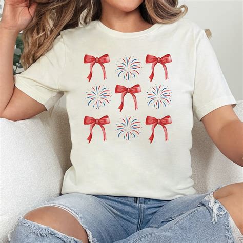 4th Of July Bows Shirt Coquette Bow Shirt Patriotic Coquette Shirt Coquette America Shirt