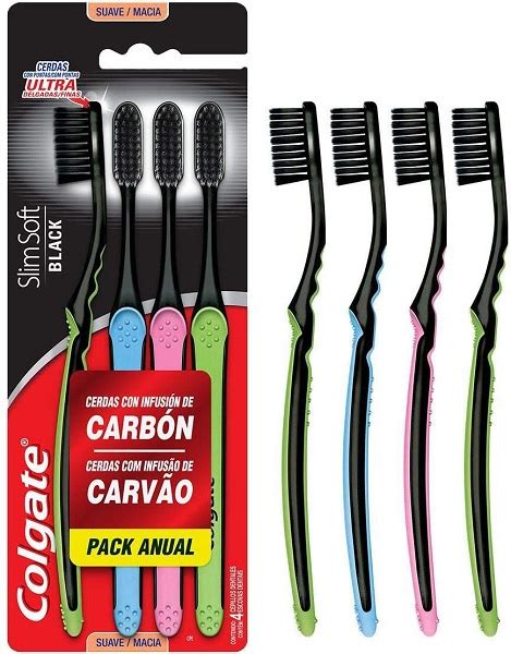 Escova De Dente Colgate Slim Soft Black 4 Unid Jersu Indica