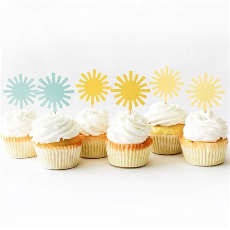 Boho Sun Cupcake Toppers Sun Cupcake Toppers Sunshine Cupcake Toppers