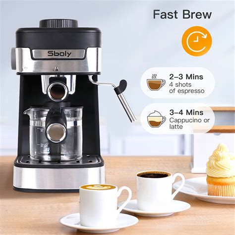 Sboly Coffee Maker Steam Espresso Machine With Milk Frother New 1 4