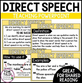 Direct Speech Teaching Powerpoint By Pink Tulip Teaching Creations