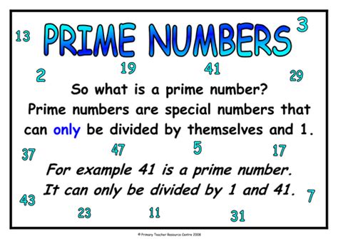 Prime Numbers Poster By Resourcecentre Teaching Resources Tes