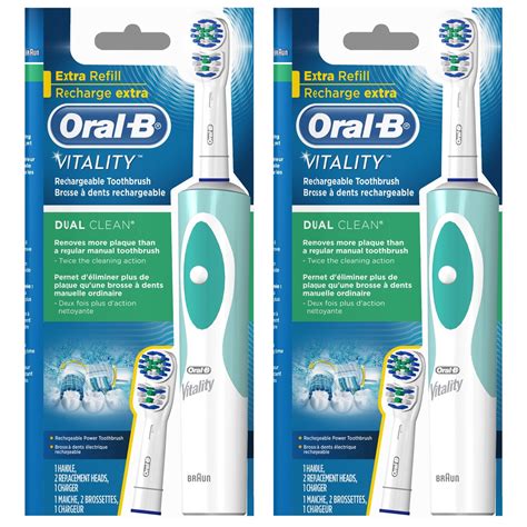 Oral-B Vitality Dual Clean Electric Rechargeable Toothbrush, 2 Pack ...