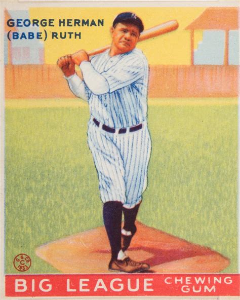 Babe Ruth Wall Art 1933 Goudey BIG LEAGUE Chewing Gum Baseball Card