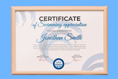 Swimming Certificate Example Psd Design Room