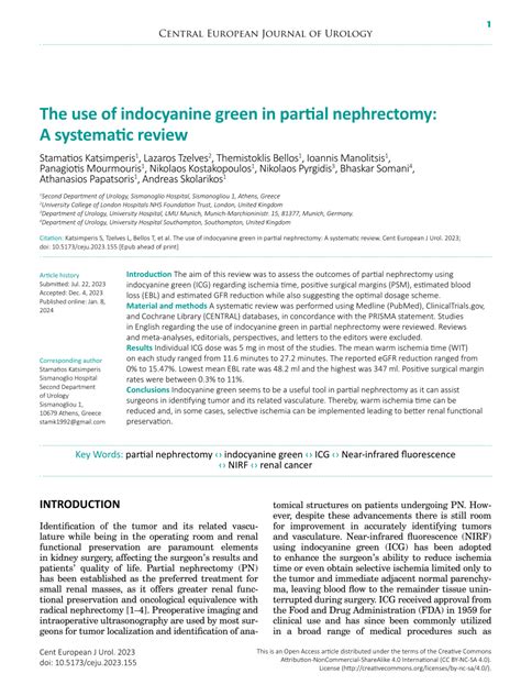 Pdf The Use Of Indocyanine Green In Partial Nephrectomy A Systematic