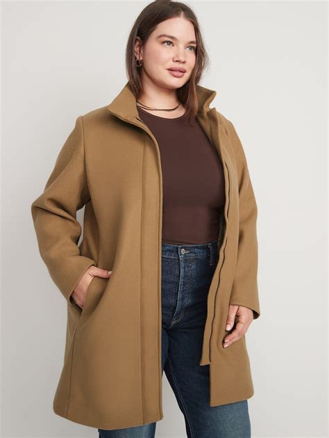 Soft Brushed Funnel Neck Coat For Women Old Navy