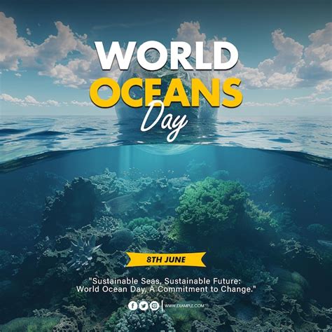 Premium Psd Psd A Poster For The World Ocean Day Poster Template With