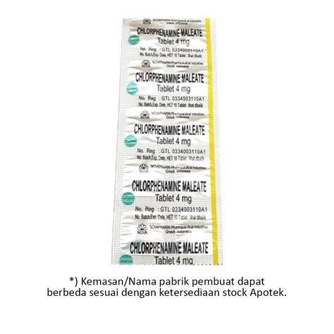 Beli Ctm Chlorpheniramine Maleate 4 Mg 10 Tablet Di Halodoc 1 Jam