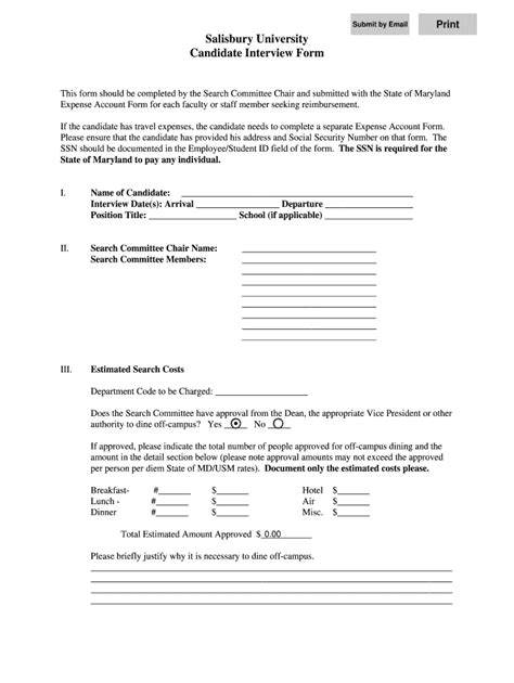 Fillable Online Candidate Interview Form for Expense Reimbursement Fax ... 
