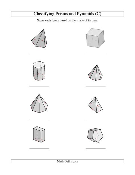 Properties Of Prisms And Pyramids Worksheets