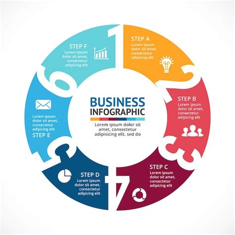 Numbersvector 인포그래픽 프리젠테이션 템플릿 원형 다이어그램 차트 6단계 부품 프리미엄 벡터