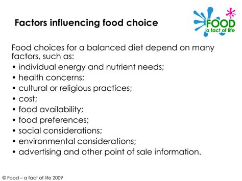 Factors That Influence Food Choices Include