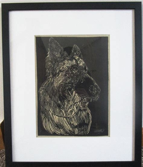 German Shepherd Linocut Print By Shaun Wyatt Pyramid Gallery