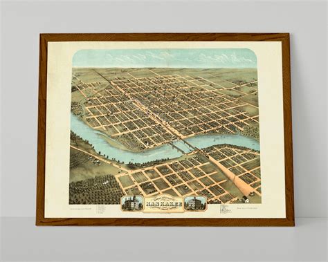 Birds Eye View Of The City Of Kankakee Kankakee County Illinois 1869