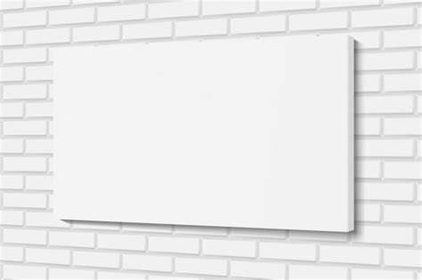 Premium Vector Blank White Canvas Frame On White Brick Wall