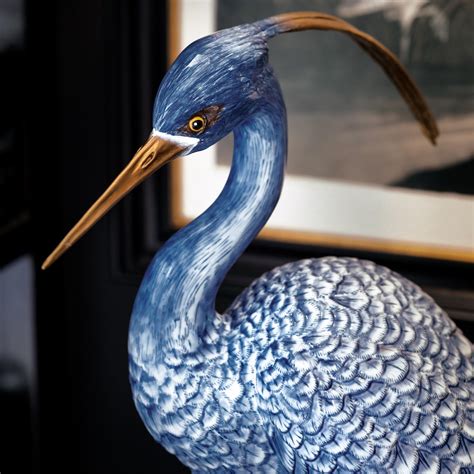 Blue Egret Figurine, Large - Unique Porcelain Bird Decoration - Circus 25