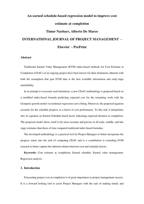 Pdf International Journal Of Project Management