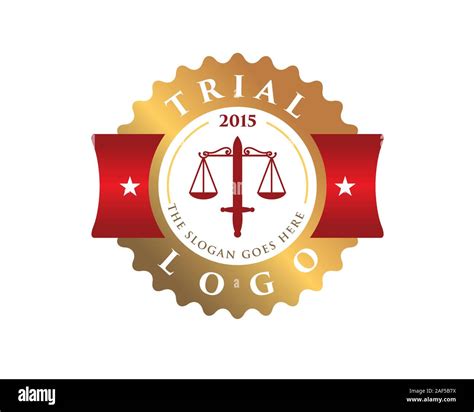 Trial Court Law Justice Emblem Logo Contains Two Hammer And A Scale