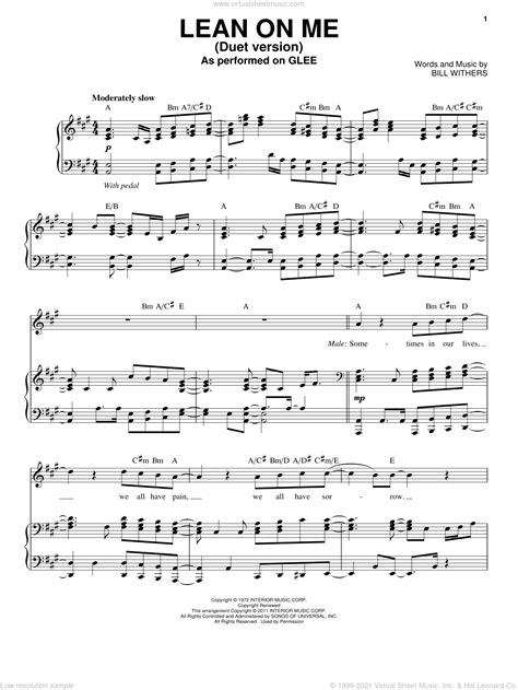 Lean On Me (Vocal Duet) sheet music for voice and piano v2