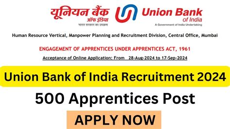 Union Bank Of India Recruitment 2024 Apply For 500 Apprentices Post