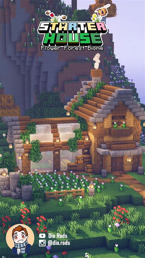 Minecraft starter house biome flower forest – Artofit