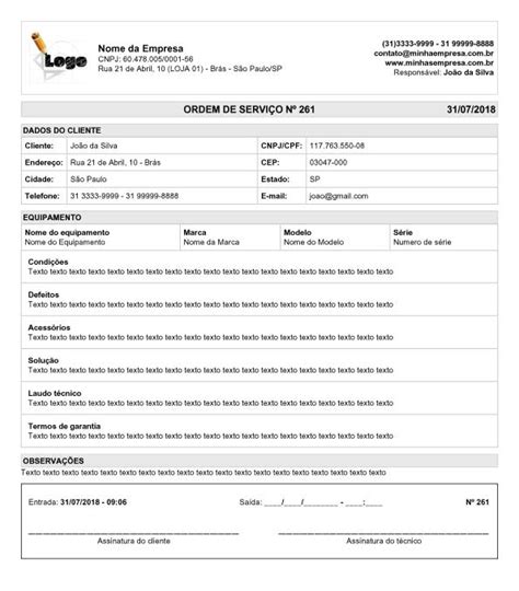 Ordem De Servi O Manuten O De M Quinas Gest Oclick Sistema Erp