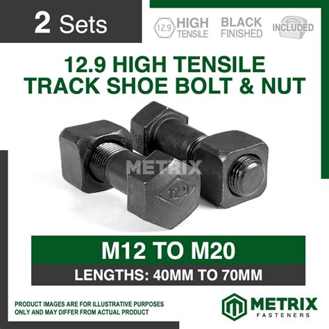 2set High Tensile Track Shoe Bolt With Nut M12 M14 M16 M18 M20 METRIX