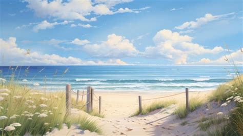 Premium Photo | Anime Aesthetic Art Print Beach with Sand and Dune Grass