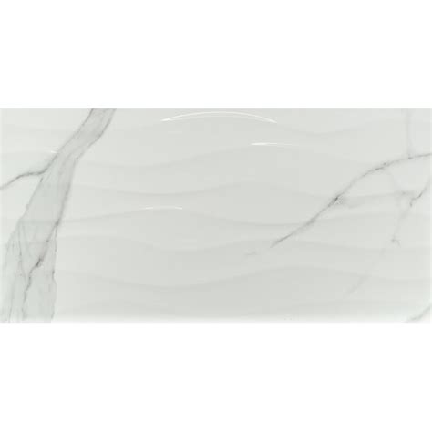 Msi Dymo Statuary 12 X 24 Wavy White Glossy Ceramic Wall Tile Wayfair