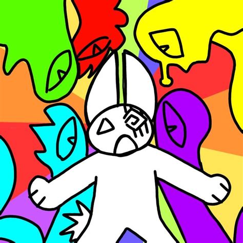 An Image Of A Cartoon Character Surrounded By Other Colored Shapes And