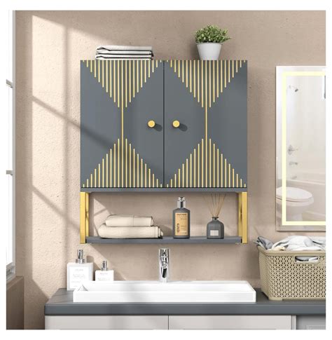 Bathroom Cabinet Wall Mount With Golden Trim Wood Bathroom Medicine