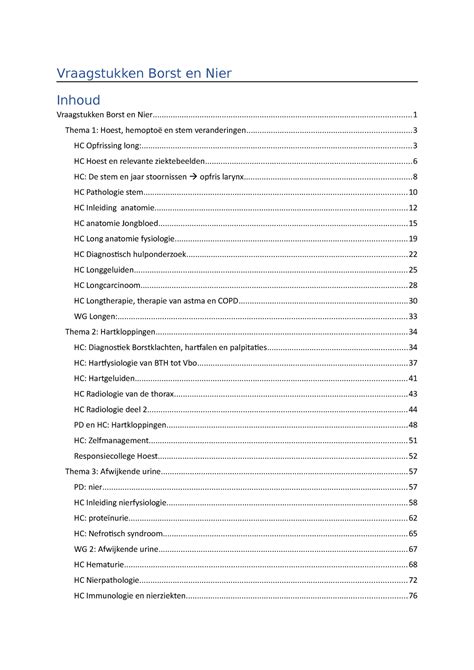 Vraagstukken Borst En Nier Vraagstukken Borst En Nier Thema 1 Hoest