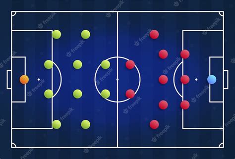 Um Campo De Futebol Cibernético Azul Com Um Esquema Tático Da