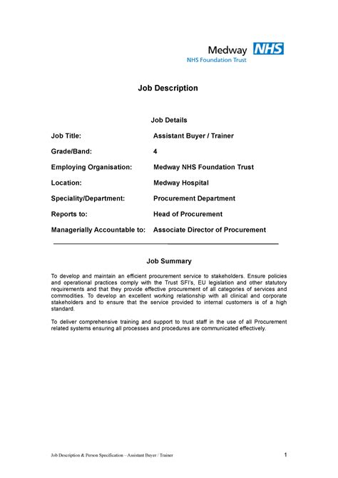 Jd Assistant Buyer Job Description Job Description Job Details Job Title Assistant Buyer