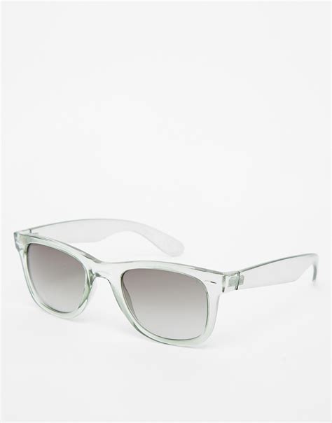 Asos Wayfarer Sunglasses In Green With Clear Frame in Green for Men | Lyst