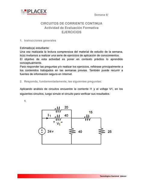 Ej Iplacex Semana Circuitos De Corriente Continua Actividad De