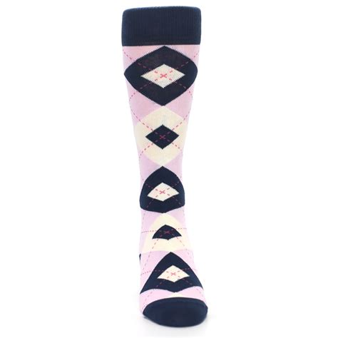 Candy Tickled Pink Navy Argyle Wedding Groomsmen Mens Dress Socks