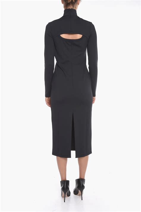 Ambush Jersey Turtle Neck Midi Dress With Cut Out Detailing Women