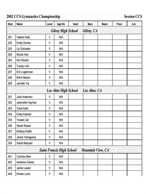 Tally Sheet Template
