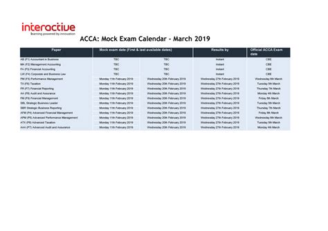 Transfer Acca 2013 March 19docs Mockexamtimetablemarch2019