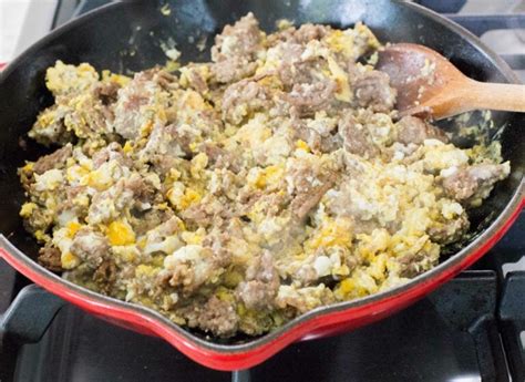 Ground Beef And Eggs Breakfast Scramble Pilars Chilean Food And Garden