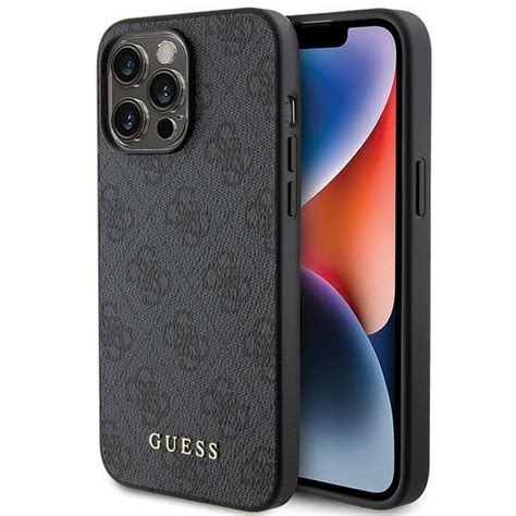 Originalna Maska Guess Metal Gold Logo Grey Za IPhone 15 Pro Max